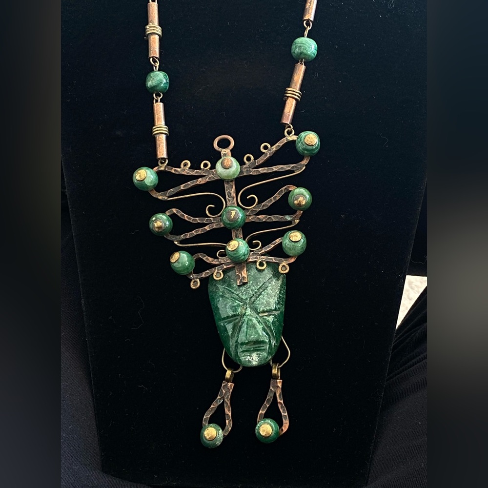 Mayan Jade & Copper Vintage Pendant from 1960’s